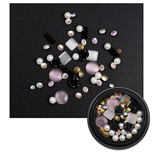 Ohrstecker und Strasssteine, Perlen, flache Rückseite, Kunstblumen-Charm-Set, gemischt, Kunstdekoration, Rosenschmuck, Ohrstecker von GAOFESA