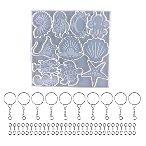 Schlüsselanhänger mit Meerestieren, Silikon, Epoxidharz, Ornamente, Anhänger, Schmuck, Basteln für Valentinstag, Liebe Schlüsselanhänger mit Meerestieren, Silikon, Epoxidharz, Ornamente, Anhänger, Schmuck, Basteln für Valentinstag, Liebe von GAOFESA