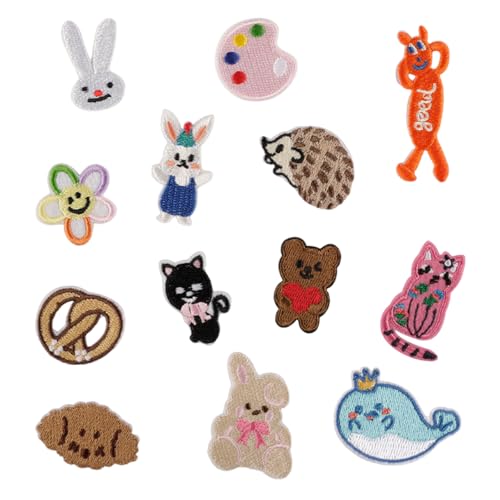 13 PCs Cartoon Katzen Eisen Auf Flecken Applikationsflecken Reparaturflecken Blumen Stickflecken Für Kleidungsdekoration von GAOINTELL