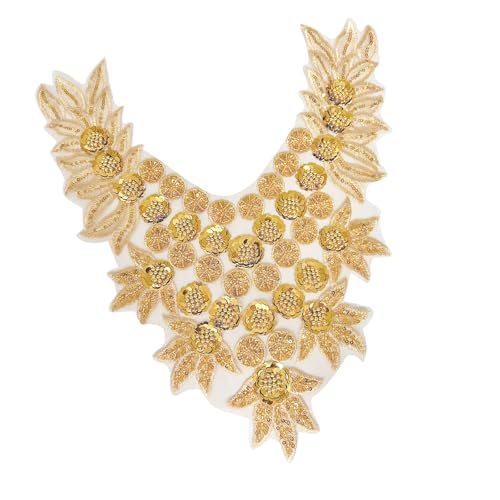 Perlen-Pailletten zum Aufnähen, Kragen-Flicken für Hochzeitskleid, Abendkleid, bestickte Perlen, Pailletten, Aufnäher zum Aufnähen Perlen-Pailletten zum Aufnähen, Kragen-Flicken für Hochzeitskleid, Abendkleid, bestickte Perlen, Pailletten, Aufnäher zum Aufnähen von GAOINTELL