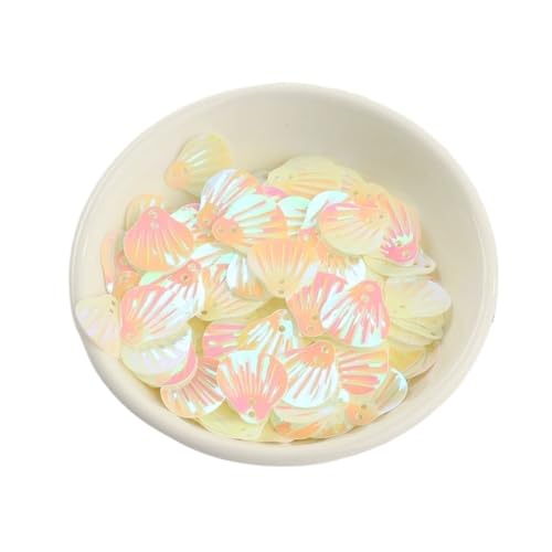 10 g 13 mm Muschel-PVC-Pailletten, lose, for Nähen, Verzierungen, Handarbeit for Kleidung(Light white) von GAOJUDAF