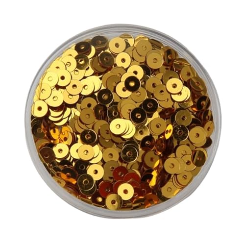 10 g – 50 g flache, runde Pailletten for Basteln, lose Stickpailletten mit Löchern for Kostümdekoration(Deep Gold,6mm*50) von GAOJUDAF
