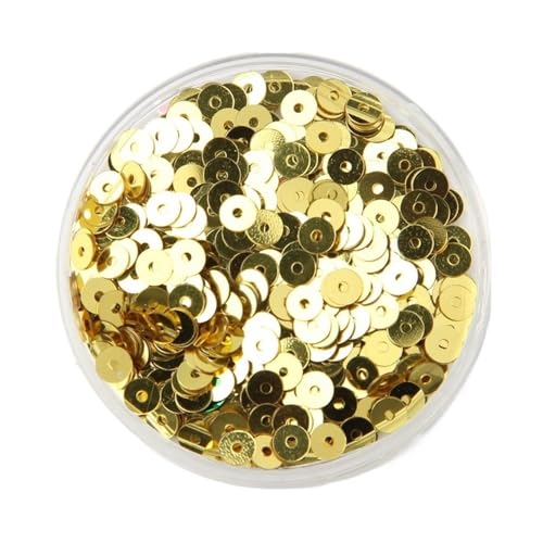 10 g – 50 g flache, runde Pailletten for Basteln, lose Stickpailletten mit Löchern for Kostümdekoration(Gold,10mm*10) von GAOJUDAF