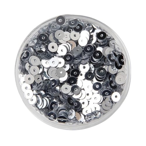 10 g – 50 g flache, runde Pailletten for Basteln, lose Stickpailletten mit Löchern for Kostümdekoration(Silver,6mm*50) von GAOJUDAF