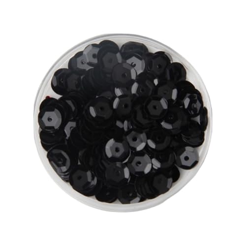 10 g PVC-Festival-Pailletten, rund, Durchmesser 4–8 mm, Pailletten und Flitter, Bastelbedarf for Heimwerker(Black,5mm) von GAOJUDAF