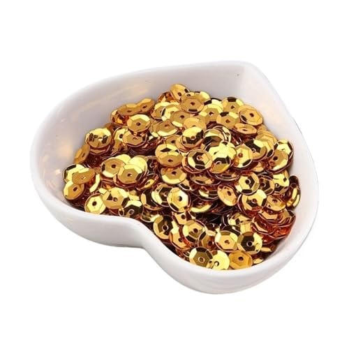 10 g PVC-Festival-Pailletten, rund, Durchmesser 4–8 mm, Pailletten und Flitter, Bastelbedarf for Heimwerker(Dark Gold,6mm) von GAOJUDAF