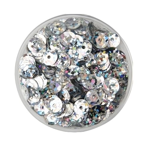 10 g PVC-Festival-Pailletten, rund, Durchmesser 4–8 mm, Pailletten und Flitter, Bastelbedarf for Heimwerker(Deep silver,8mm) von GAOJUDAF