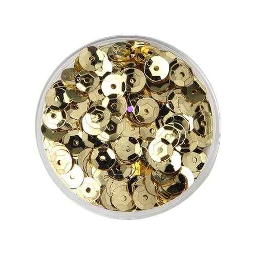 10 g PVC-Festival-Pailletten, rund, Durchmesser 4–8 mm, Pailletten und Flitter, Bastelbedarf for Heimwerker(Gold,5mm) von GAOJUDAF