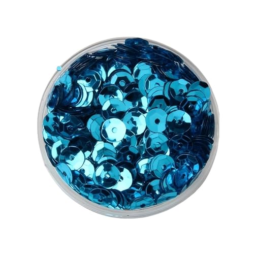 10 g PVC-Festival-Pailletten, rund, Durchmesser 4–8 mm, Pailletten und Flitter, Bastelbedarf for Heimwerker(Lake Blue,8mm) von GAOJUDAF