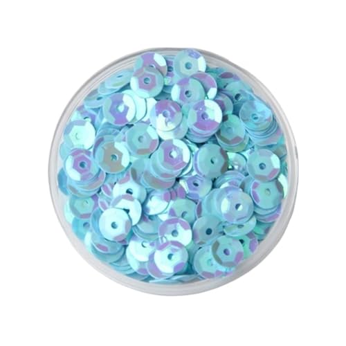 10 g PVC-Festival-Pailletten, rund, Durchmesser 4–8 mm, Pailletten und Flitter, Bastelbedarf for Heimwerker(Light blue,6mm) von GAOJUDAF