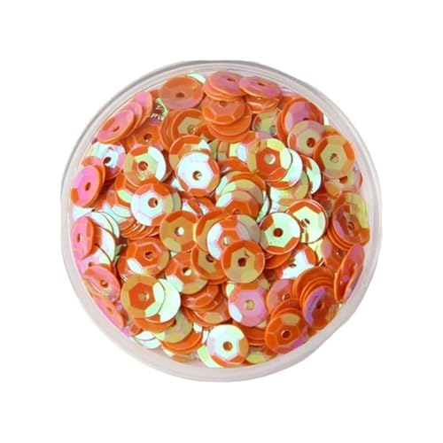10 g PVC-Festival-Pailletten, rund, Durchmesser 4–8 mm, Pailletten und Flitter, Bastelbedarf for Heimwerker(Orange,6mm) von GAOJUDAF