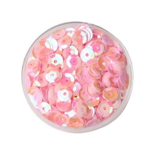10 g PVC-Festival-Pailletten, rund, Durchmesser 4–8 mm, Pailletten und Flitter, Bastelbedarf for Heimwerker(Pink,6mm) von GAOJUDAF