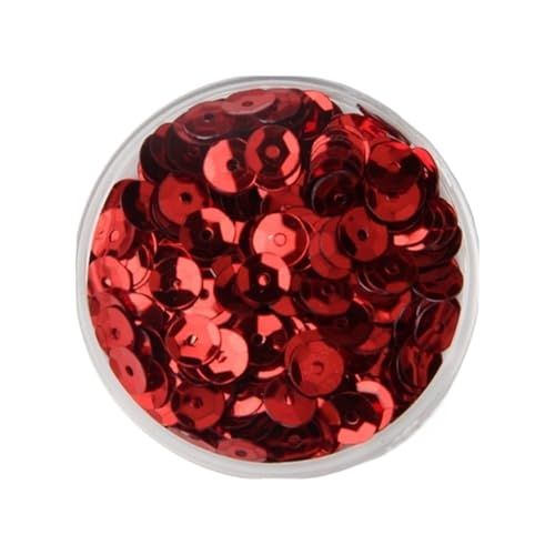 10 g PVC-Festival-Pailletten, rund, Durchmesser 4–8 mm, Pailletten und Flitter, Bastelbedarf for Heimwerker(Red,5mm) von GAOJUDAF