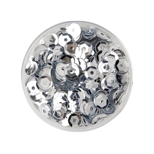 10 g PVC-Festival-Pailletten, rund, Durchmesser 4–8 mm, Pailletten und Flitter, Bastelbedarf for Heimwerker(Silver,8mm) von GAOJUDAF