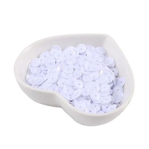 10 g PVC-Festival-Pailletten, rund, Durchmesser 4–8 mm, Pailletten und Flitter, Bastelbedarf for Heimwerker(Solid White,8mm) von GAOJUDAF