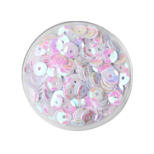 10 g PVC-Festival-Pailletten, rund, Durchmesser 4–8 mm, Pailletten und Flitter, Bastelbedarf for Heimwerker(White,6mm) von GAOJUDAF