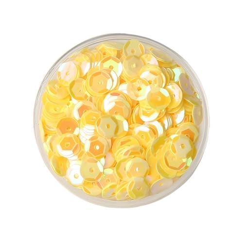 10 g PVC-Festival-Pailletten, rund, Durchmesser 4–8 mm, Pailletten und Flitter, Bastelbedarf for Heimwerker(Yellow,4mm) von GAOJUDAF