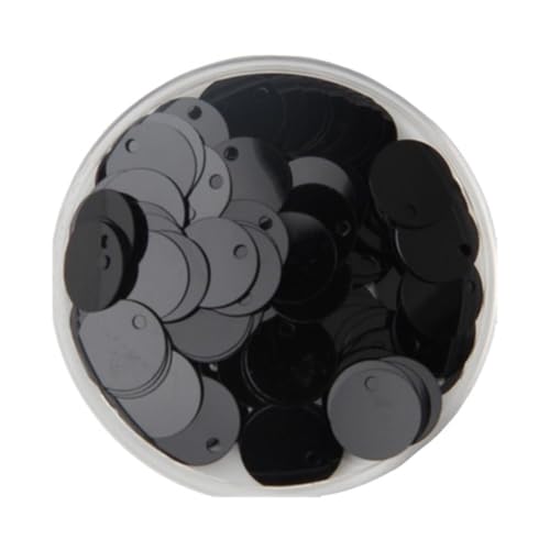 10 g runde lose PVC-Pailletten, Durchmesser 10–30 mm, flache Bastelpailletten mit seitlichem Loch for Kleidung(Black,20x500mm) von GAOJUDAF