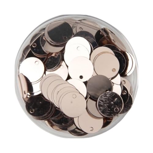 10 g runde lose PVC-Pailletten, Durchmesser 10–30 mm, flache Bastelpailletten mit seitlichem Loch for Kleidung(Light golden,10mm) von GAOJUDAF