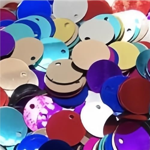 200 Stück 10/20 mm Glitzer-Pailletten, Gewicht 10 g, flache, runde PVC-Pailletten mit Blitzpulver for Basteln(Red Purple,10mm) von GAOJUDAF