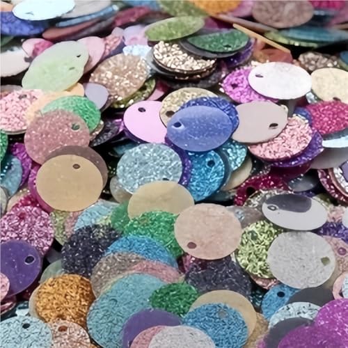 200 Stück 10/20 mm Glitzer-Pailletten, Gewicht 10 g, flache, runde PVC-Pailletten mit Blitzpulver for Basteln(Yellow Purple,10mm) von GAOJUDAF