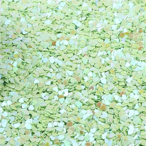 GAOJUDAF 10/20/50 g/Festliche Herz-Pailletten, Festival-Dekoration, Breite 3 mm, lose Herz-Flocken-Pailletten for Nagelkunst(Fruit-green,3mm*50) von GAOJUDAF