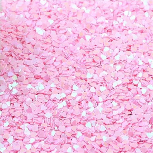 GAOJUDAF 10/20/50 g/Festliche Herz-Pailletten, Festival-Dekoration, Breite 3 mm, lose Herz-Flocken-Pailletten for Nagelkunst(Medium pink,3mm*50) von GAOJUDAF