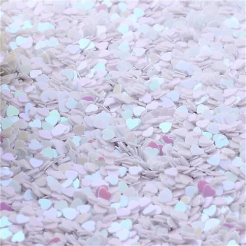 GAOJUDAF 10/20/50 g/Festliche Herz-Pailletten, Festival-Dekoration, Breite 3 mm, lose Herz-Flocken-Pailletten for Nagelkunst(White,3mm*50) von GAOJUDAF