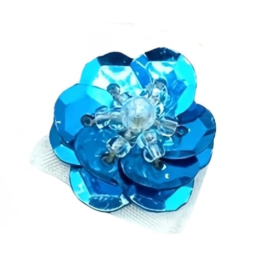 GAOJUDAF 10 Stück 18 mm Pailletten Blumen Handarbeit Nähen, glitzernde Pailletten flache Rückseite Patches DIY Hochzeit Handwerk(Lake Blue) von GAOJUDAF
