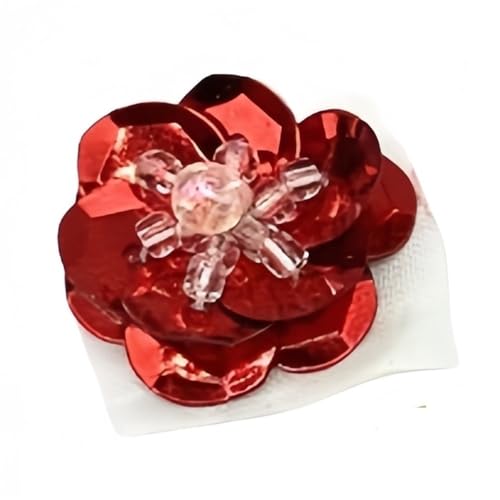 GAOJUDAF 10 Stück 18 mm Pailletten Blumen Handarbeit Nähen, glitzernde Pailletten flache Rückseite Patches DIY Hochzeit Handwerk(Red) von GAOJUDAF