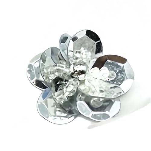 GAOJUDAF 10 Stück 18 mm Pailletten Blumen Handarbeit Nähen, glitzernde Pailletten flache Rückseite Patches DIY Hochzeit Handwerk(Silver) von GAOJUDAF