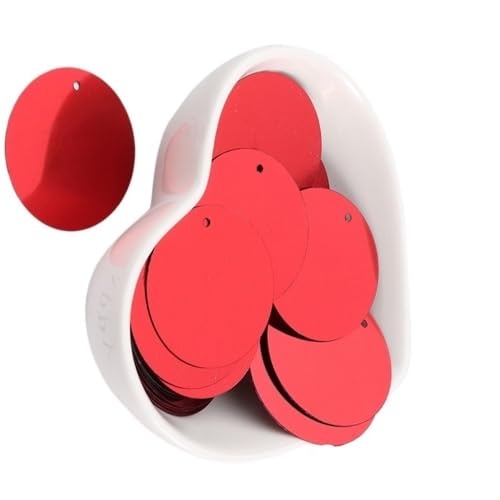 GAOJUDAF 10 g flache, runde Pailletten for Nähen, for Hochzeiten, Basteln, 60–30 mm Durchmesser, lose Pailletten, Damen, DIY-Zubehör(Red,25mm) von GAOJUDAF