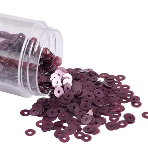 GAOJUDAF 10 g lose PVC-Pailletten, Durchmesser 2–6 mm, flache, runde, matte und cremefarbene Pailletten for Hochzeitskleider(Bean Purple,3mm) von GAOJUDAF