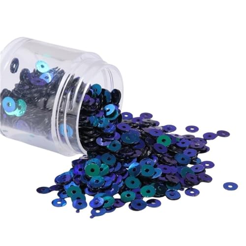 GAOJUDAF 10 g lose PVC-Pailletten, Durchmesser 2–6 mm, flache, runde, matte und cremefarbene Pailletten for Hochzeitskleider(DarkCyan,6mm) von GAOJUDAF