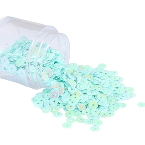 GAOJUDAF 10 g lose PVC-Pailletten, Durchmesser 2–6 mm, flache, runde, matte und cremefarbene Pailletten for Hochzeitskleider(Light green,4mm) von GAOJUDAF
