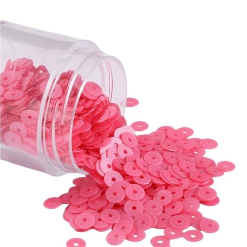 GAOJUDAF 10 g lose PVC-Pailletten, Durchmesser 2–6 mm, flache, runde, matte und cremefarbene Pailletten for Hochzeitskleider(Matte Rose,6mm) von GAOJUDAF