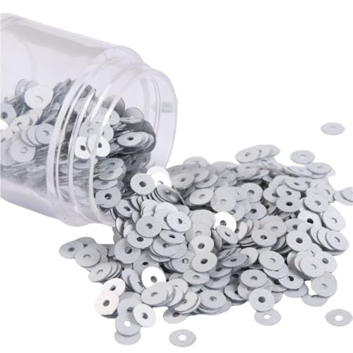 GAOJUDAF 10 g lose PVC-Pailletten, Durchmesser 2–6 mm, flache, runde, matte und cremefarbene Pailletten for Hochzeitskleider(Matte Silver,5mm) von GAOJUDAF