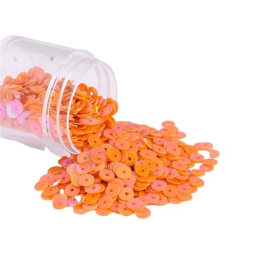 GAOJUDAF 10 g lose PVC-Pailletten, Durchmesser 2–6 mm, flache, runde, matte und cremefarbene Pailletten for Hochzeitskleider(Orange,5mm) von GAOJUDAF