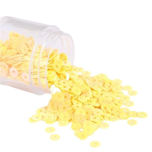 GAOJUDAF 10 g lose PVC-Pailletten, Durchmesser 2–6 mm, flache, runde, matte und cremefarbene Pailletten for Hochzeitskleider(Yellow,2mm) von GAOJUDAF
