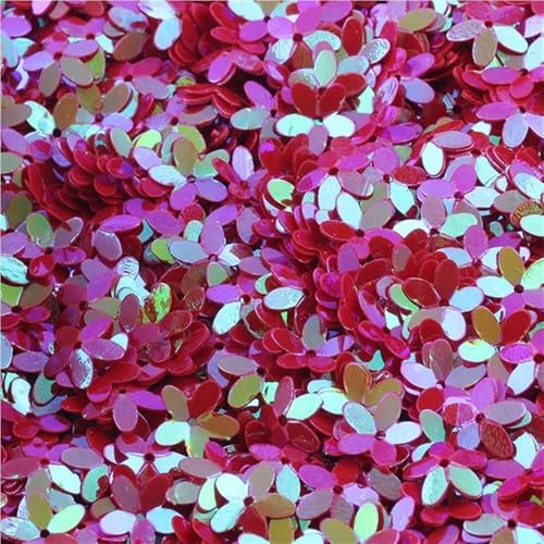 GAOJUDAF 10 mm lose runde Cup-Pailletten, 10–50 g dreidimensionale fünfblättrige Blumen-Pailletten for Selbernähen(Big red,20) von GAOJUDAF
