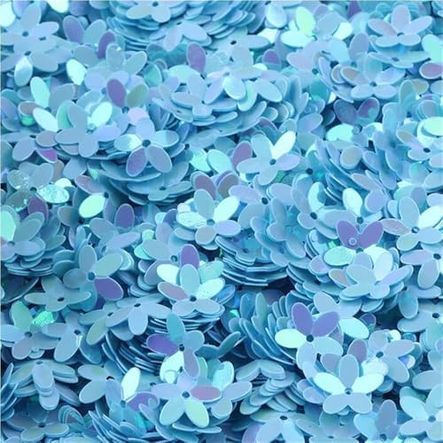 GAOJUDAF 10 mm lose runde Cup-Pailletten, 10–50 g dreidimensionale fünfblättrige Blumen-Pailletten for Selbernähen(Light blue,20) von GAOJUDAF