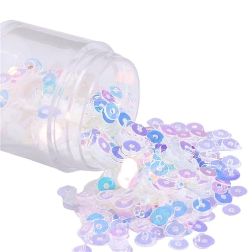 GAOJUDAF 2–6 mm runde, klare, flache Pailletten mit Löchern, Gewicht 10 g, leichte Materialien, Pailletten for Kleidung und Schmuck(Crystal white,3mm) von GAOJUDAF
