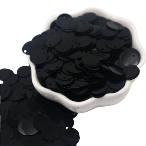 GAOJUDAF 20 g größere Pailletten, PVC, flach, rund, Durchmesser 10–30 mm, lose Pailletten for Selbermachen for Kostümdekoration(Black,10mm) von GAOJUDAF