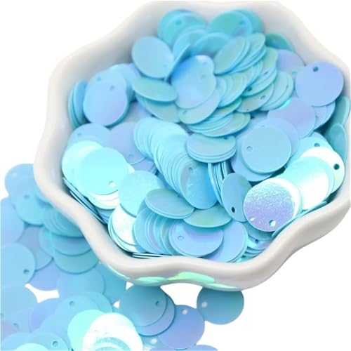 GAOJUDAF 20 g größere Pailletten, PVC, flach, rund, Durchmesser 10–30 mm, lose Pailletten for Selbermachen for Kostümdekoration(Light blue,20mm) von GAOJUDAF