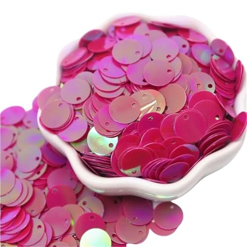 GAOJUDAF 20 g größere Pailletten, PVC, flach, rund, Durchmesser 10–30 mm, lose Pailletten for Selbermachen for Kostümdekoration(Rose red,10mm) von GAOJUDAF