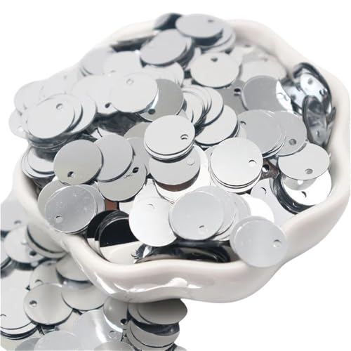 GAOJUDAF 20 g größere Pailletten, PVC, flach, rund, Durchmesser 10–30 mm, lose Pailletten for Selbermachen for Kostümdekoration(Silver,25mm) von GAOJUDAF