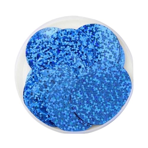 GAOJUDAF 30/40/50 mm große, runde Pailletten for Basteln, Pailletten mit seitlichen Löchern, manuelles Nähzubehör, 10 g(Deep blue,50mm) von GAOJUDAF