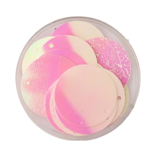 GAOJUDAF 30/40/50 mm große, runde Pailletten for Basteln, Pailletten mit seitlichen Löchern, manuelles Nähzubehör, 10 g(Pink,50mm) von GAOJUDAF