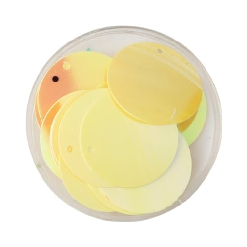 GAOJUDAF 30/40/50 mm große, runde Pailletten for Basteln, Pailletten mit seitlichen Löchern, manuelles Nähzubehör, 10 g(Yellow,30mm) von GAOJUDAF