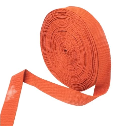 GAOJUDAF 4 m langes Baumwoll-Gurtband, 1,3 mm dick, Rucksäcke, Bekleidungsbänder, Gürtel, DIY-Nähdekorationszubehör(Orange,25mm) von GAOJUDAF